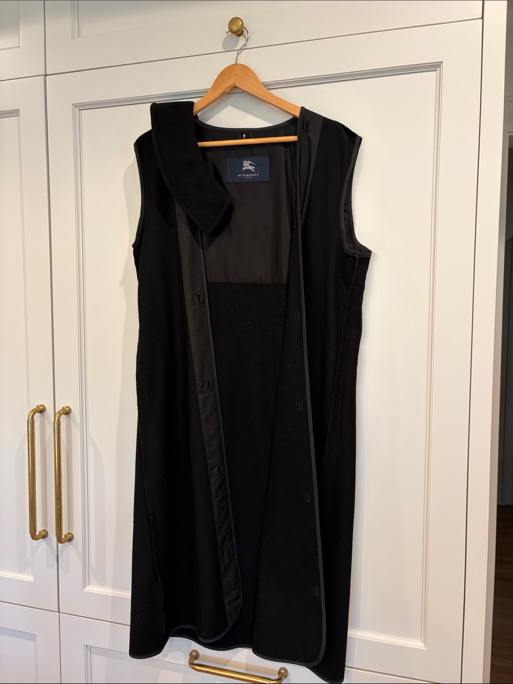Burberry Black Double-Breasted Long Trench Coat with Signature Check Lining - Picture 11 of 16